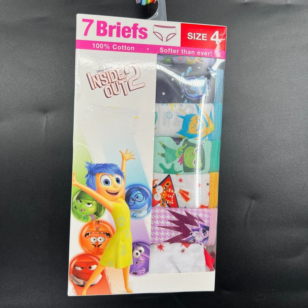 NEW Inside out 2 briefs girls underwear 7 pair 100% cotton undies panties 4
